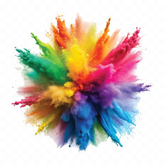 colorful rainbow holi paint color powder explosion isolated white wide panorama background