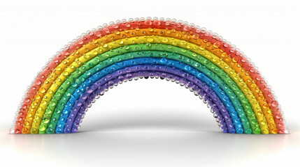 Fototapeta premium vibrant rainbow gradient made of colorful beads on clean white background, evoking joy and creativity