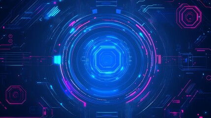 Sleek Cyber Interface with Neon Glowing Colors