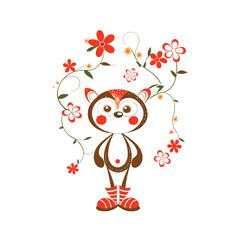 tree with flowers pumpkin vector