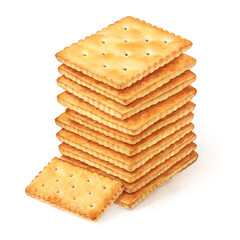 Fototapeta premium stacked pile of crispy saltine crackers isolated on transparent background