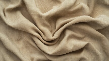 Draped Beige Linen Fabric Texture Background