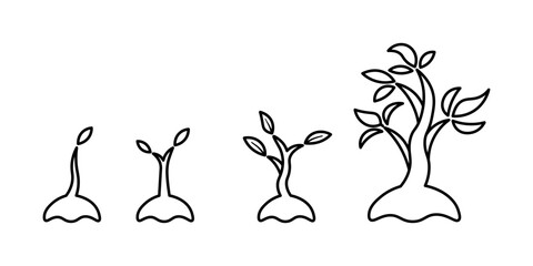 Plant growth with coin icon. Icon related to plant and financial. suitable for web site, app, user interfaces, printable etc. line icon style. simple vector design editable