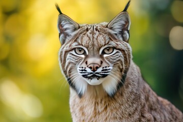 Obraz premium Majestic Lynx Portrait Against a Blurred Natural Background in Soft Sunlight