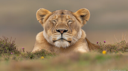 Naklejka premium Sleeping lion.