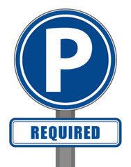 Mandatory blue circle parking protection sign