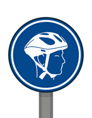 Port obligatoire rond bleu casque cycliste