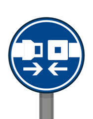 Obraz premium Port obligatoire rond bleu ceinture sécurité