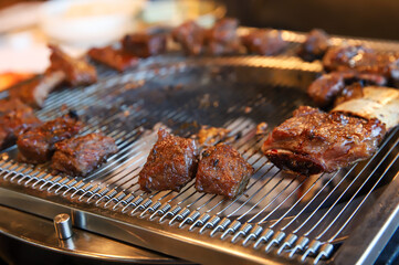 Korean traditional BBQ food. raw beef ribs