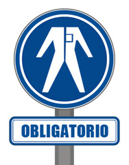 Señal redonda azul obligatoria de protección del vestuario laboral