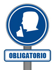Señal silenciadora redonda azul obligatoria