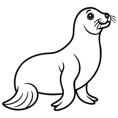 Cute Black Vector Sea Lion Line Art Black Vector Silhouette Cartoon  Illustration