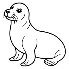 Cute Black Vector Sea Lion Line Art Black Vector Silhouette Cartoon  Illustration