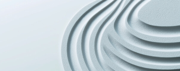 Obraz premium A high-resolution, top-view composition featuring a light gray background with an intricate circular pattern made of fine sand particles. The soft, dreamy depiction is enhanced by a subtle gradient an