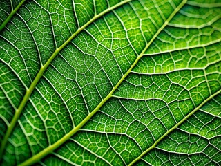 Obraz premium Macro Tilt-Shift Photo of Green Leaf Texture, Vibrant Nature Detail