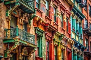 Fototapeta premium Macro View: Chinatown's Lafayette Street Textures, Lower Manhattan