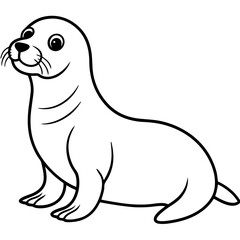 Cute Black Vector Sea Lion Line Art Black Vector Silhouette Cartoon  Illustration