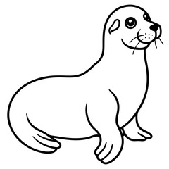 Cute Black Vector Sea Lion Line Art Black Vector Silhouette Cartoon  Illustration