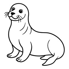 Cute Black Vector Sea Lion Line Art Black Vector Silhouette Cartoon  Illustration