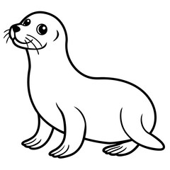 Cute Black Vector Sea Lion Line Art Black Vector Silhouette Cartoon  Illustration