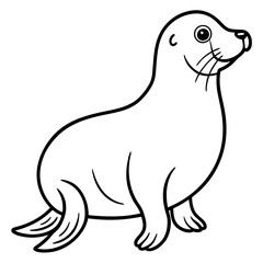 Cute Black Vector Sea Lion Line Art Black Vector Silhouette Cartoon  Illustration