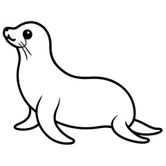 Cute Black Vector Sea Lion Line Art Black Vector Silhouette Cartoon  Illustration