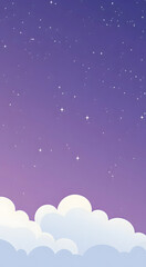 Beautiful sky with clouds, nighttime, purple and blue colors, gradient background