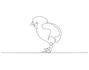 Continuous one line drawing of chick. One line drawing illustration of baby chicken. Farm animal, poultry concept single line. Editable outline
