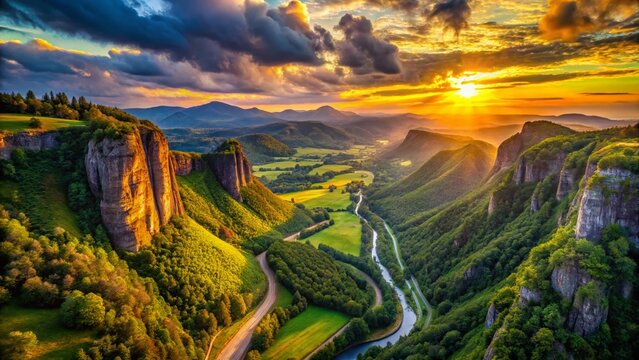 Majestic Aerial View of Little Devils Staircase Overlook, Dramatic Mountain Landscape