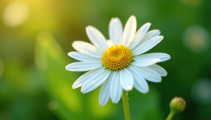Fototapeta premium Soothing chamomile flower in a tranquil environment, nature, garden, petals