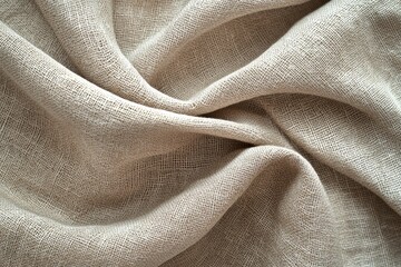 Draped Beige Linen Fabric Showing Texture Detail
