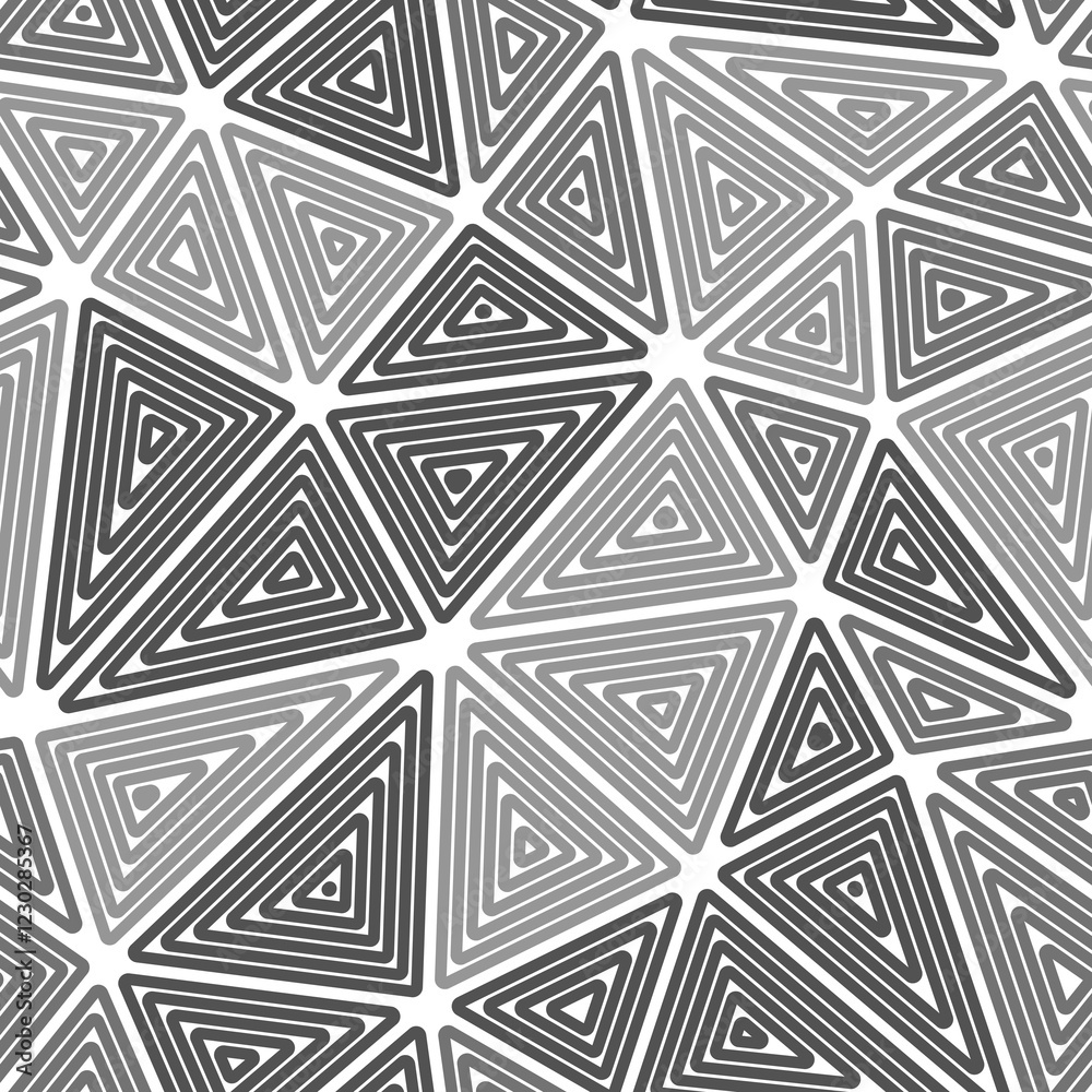 Poster vector science background. big shape size. multiple repeated inner triangles. monotone style. repeat