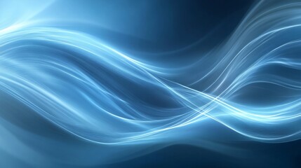 Fototapeta premium Abstract Blue Wave Background with Glowing Particles