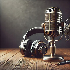 vintage microphone of a background
