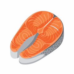 fresh salmon steaks illustration on white background