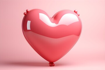 3D Red Heart in Speech Bubble on Pink Background for Valentine's Day - Generative AI