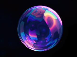 Soap bubble with swirling colors resembling a fantasy galaxy in the foreground, set against a dark and mysterious background, bubble, colorful, soap bubble, galaxy