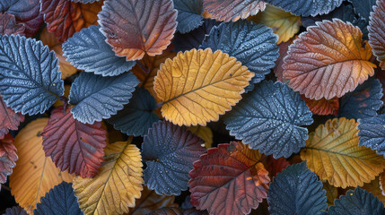 Obraz premium Beautiful autumn leaves in shades of red, orange, and yellow create vibrant tapestry of nature colors