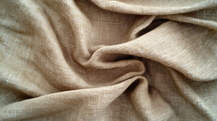 Fototapeta premium Draped Beige Linen Fabric Showing Texture and Weave