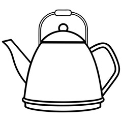 Vintage Tea Kettle Line Art Vector