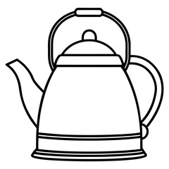 Vintage Tea Kettle Line Art Vector