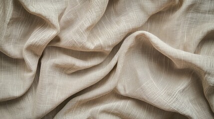 Draped Beige Linen Fabric Texture Background