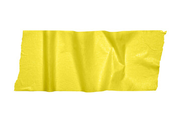 Yellow paper construction scotch, shiny sticky strip of stationery tape, self-adhesive tape isolated on transparent background. PNG Banner with copy space.