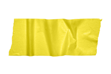 Yellow paper construction scotch, shiny sticky strip of stationery tape, self-adhesive tape isolated on transparent background. PNG Banner with copy space.