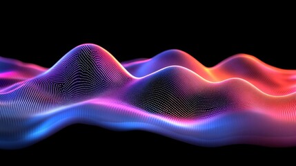 Fototapeta premium Abstract Colorful Wave Background, Futuristic Digital Data Flow, Glowing Particle Landscape