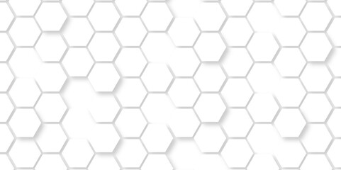 Abstract seamless honeycomb hexagon background. Geometric texture white gray pattern design.
