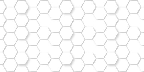 Abstract seamless honeycomb hexagon background. Geometric texture white gray pattern design.
