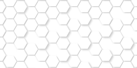 Abstract seamless honeycomb hexagon background. Geometric texture white gray pattern design.
