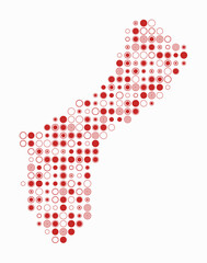 Guam, shape of the country build of colored cells. Digital style map of the Guam on white background. Large size circle blocks. Stylish vector illustration.