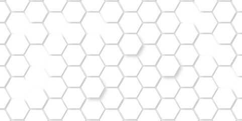 Abstract seamless honeycomb hexagon background. Geometric texture white gray pattern design.
